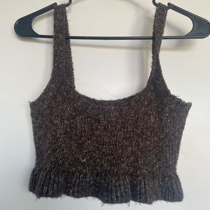 Zara Ruffle Hem Knit Crop Tank